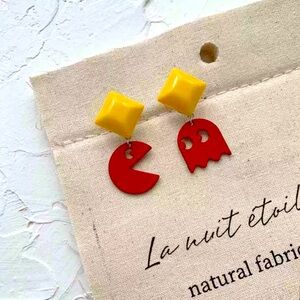 Pac-man Retro Color-block Earrings New
